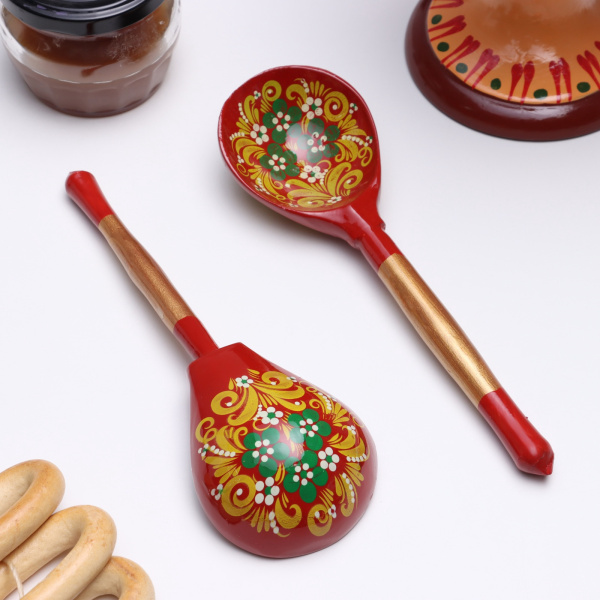 Ложка деревянная «Краснушка», столовая, 19×6 см, хохлома, МИКС