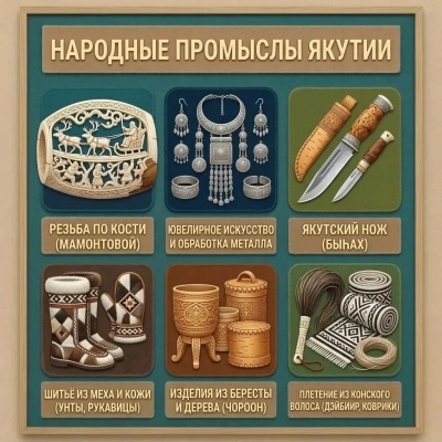 Панно из фетра "Народные промыслы Якутии"