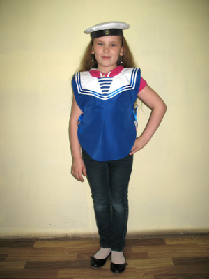 Костюм "Моряк" накидка и шапочка, х/б