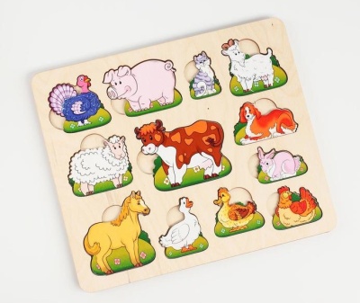 Развивающая доска «Чей малыш? Домашние животные и птицы»