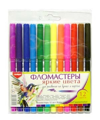Intelligent. Фломастеры 12 цв. на европодвесе (яркие цвета) арт.ВN-46