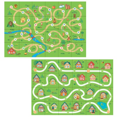 Тематическое поле-маршрутизатор двухстороннее «Домики/Сказка» для мини-робота Bee-Bot