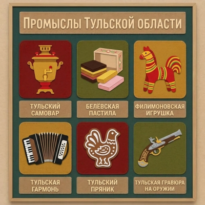 Панно из фетра "Народные промыслы Тульской области"