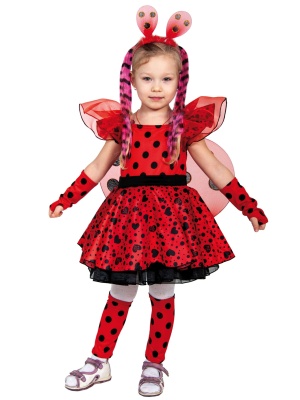 Божья коровка (платье, крылья, ободок, пряди, гольфы, митинки) арт. 5052