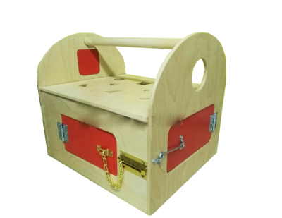 Тактильно-развивающий комплекс "Ларец с  дверцами и замочками-3