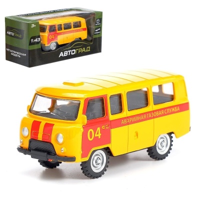 Машина металлическая «Микроавтобус газовая служба», инерционная, масштаб 1:43