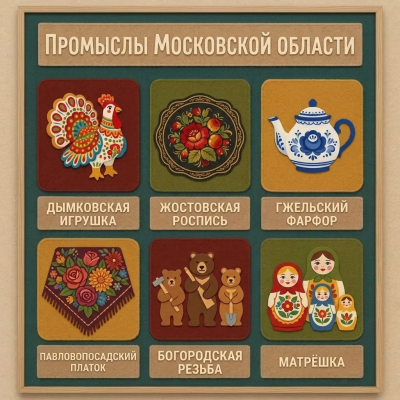 Панно из фетра "Народные промыслы Московской области"