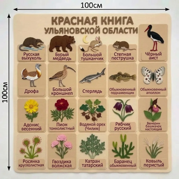 Панно из фетра "Красная книга Ульяновской области"