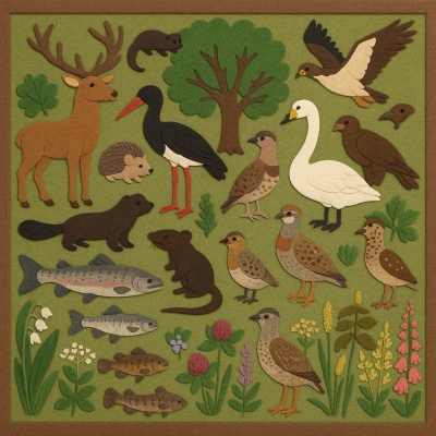 Фетровое панно с животными и растениями Башкортостана