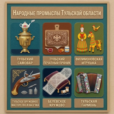 Панно из фетра "Народные промыслы Тульской области"