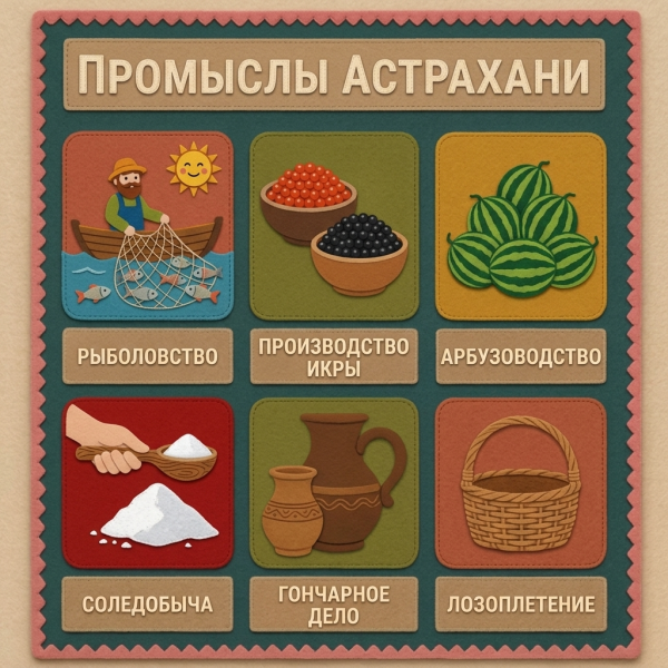 Панно из фетра "Народные промыслы Липецкой области"