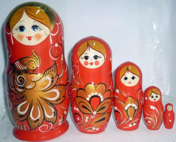 Матрешка с Жар Птицей  Красная (5 в 1) (RNToys)