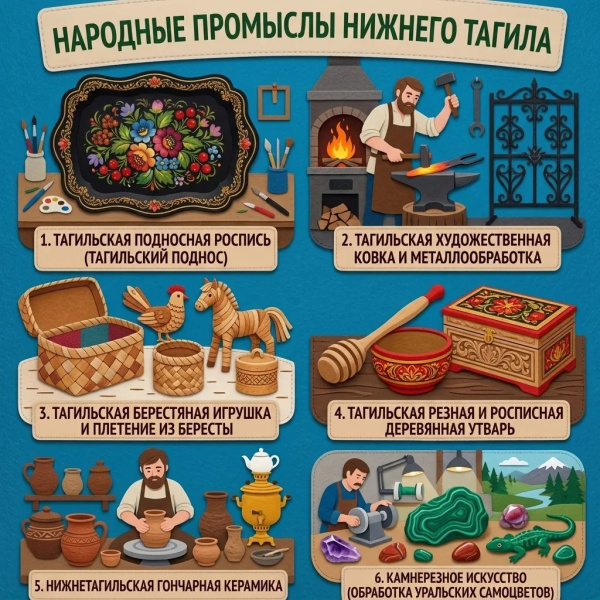 Панно из фетра "Народные промыслы Нижнего Тагила"