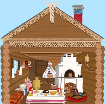 Панно "Деревенская изба"