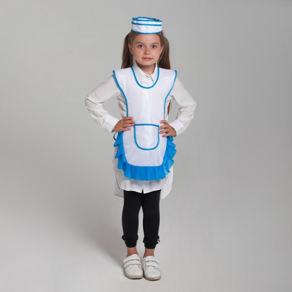 Детский карнавальный костюм "Девочка-продавец", пилотка, фартук, 4-6 лет, рост 110-122 см