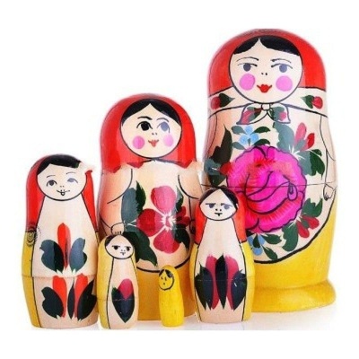 Матрешка 6 в 1 (Семеновская роспись)