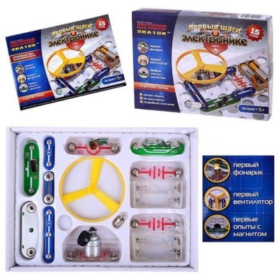 Конструктор Знаток "Первые шаги в электронике" Набор A (15 схем)