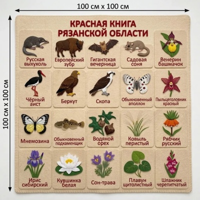Панно из фетра "Красная книга Рязанской области"