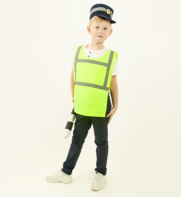 Инспектор ДПС (жилет +  кепи + полосатый жезл)