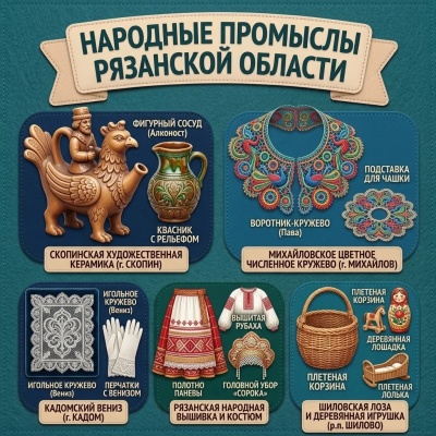 Панно из фетра "Народные промыслы Рязанской области"