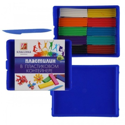 Луч. Пластилин "Классика" 10 цв. в пластмассовом контейнере арт.20С 1345-08