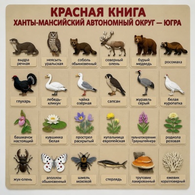 Панно из фетра "Красная книга Ханты-Мансийского автономного округа — Югры"