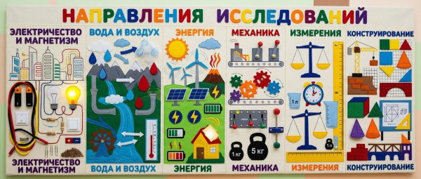 Панно «Направления исследований» — 150 × 100 см