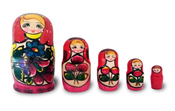 Матрешка Девочка с курицей малая (5 в 1) (RNToys)