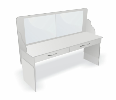 Стол логопеда с зеркалом и выдвижными ящиками Лого-Плюс белый.