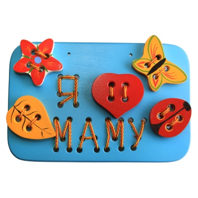 Панно-шнуровка"Я люблю маму"цветная основа(RNToys)
