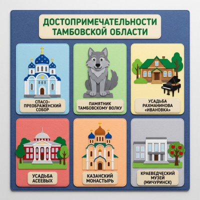 Панно из фетра "Достопримечательности Тамбовской области"