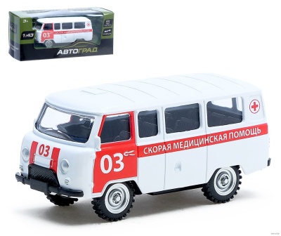 Машина металлическая «Микроавтобус скорая помощь», инерционная, масштаб 1:43