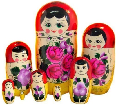 Матрешка 8 в 1 (Семеновская роспись)