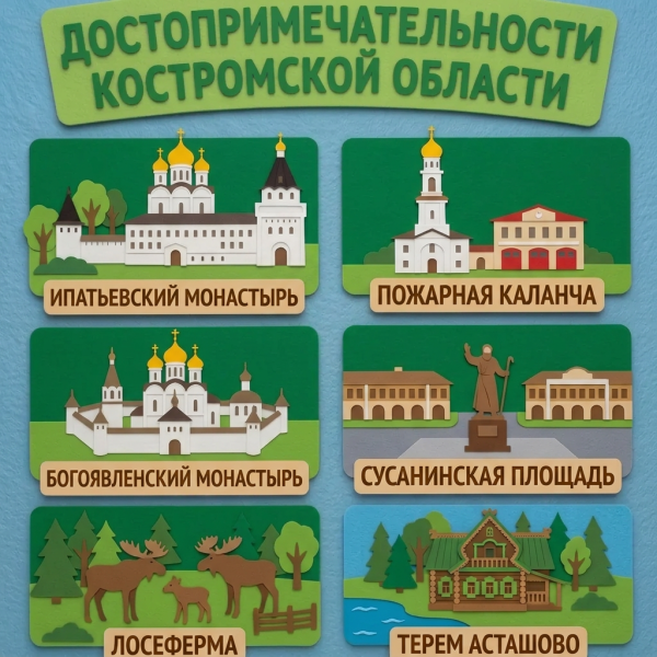 Панно из фетра "Достопримечательности Костромской области"