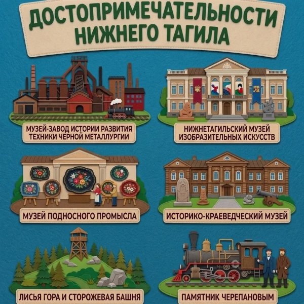Панно из фетра "Достопримечательности Нижнего Тагила"