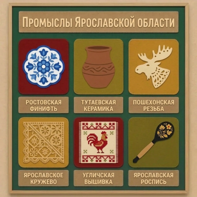 Панно из фетра "Народные промыслы Ярославской области"