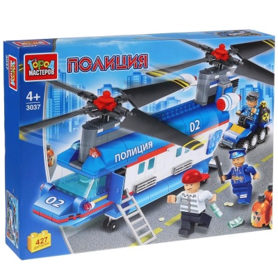 Город мастеров. Конструктор "Полицейский вертолет", с фигурками, 427дет.