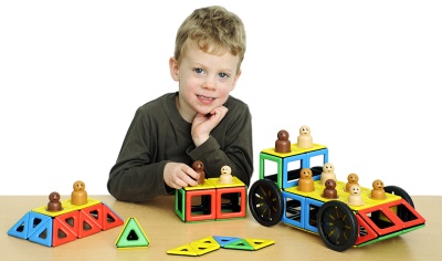 Набор Полидрон Магнитный "Конструируем транспорт" с дополнительным комплектом колес (Расширенный)