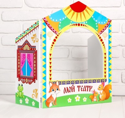Ширма для кукольного театра. «Зверушки» напольный, белый