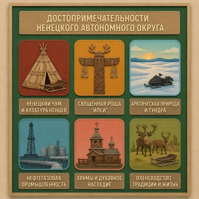 Панно из фетра "Достопримечательности Ненецкого автономного округа"