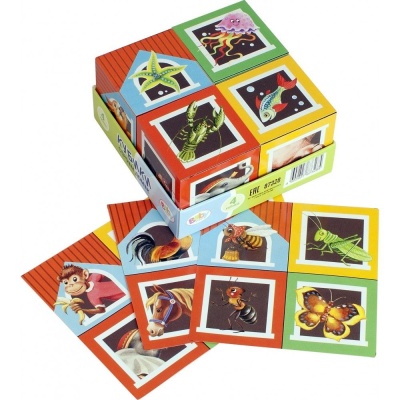 Степ. Кубики д/маленьких 4 кубика "Строим домик"