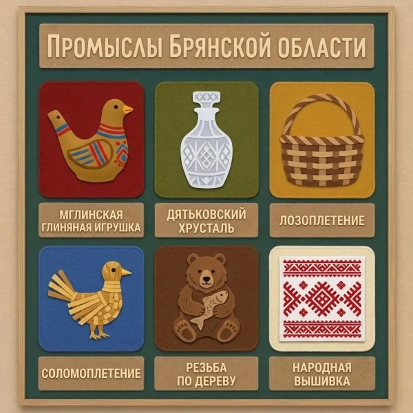 Панно из фетра "Народные промыслы Брянской области"