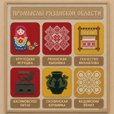 Панно из фетра "Народные промыслы Рязанской области"