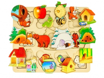 Развивающая доска "Где чей домик?" арт.7993 (дерево, 2 слоя) /52