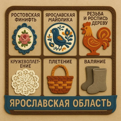 Панно из фетра "Народные промыслы Ярославской области"