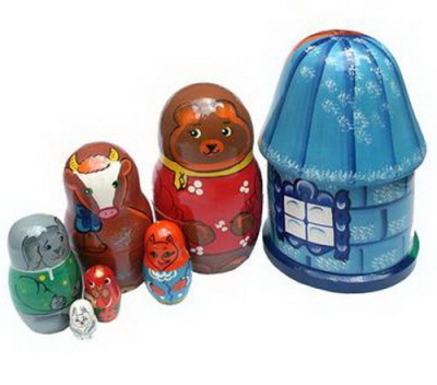 Матрешка "Лубяная избушка