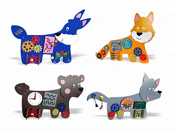 Набор бизибордов «Лесные жители» №2 (заяц, лиса, волк, медведь)