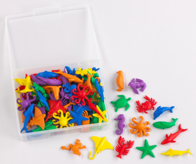 Материал счетный фигурки "Морские обитатели" (84 шт., 14 видов, 6 цветов)