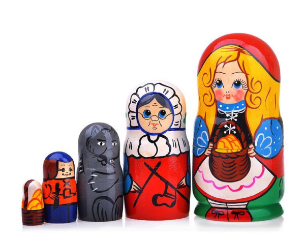 Матрешка Сказка Красная Шапочка (5 в 1) (RNToys)